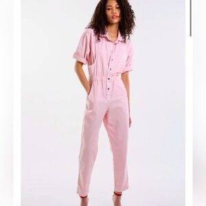 Overlover Cotton Twill Jumpsuit  Pink Sz M/L